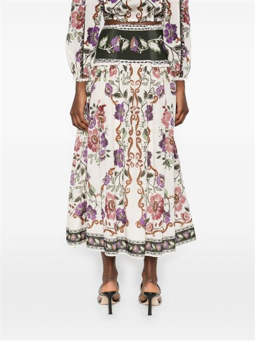 Rococo midi skirt FARM RIO | 344235ROCOCOFLOWERSCREAM26091